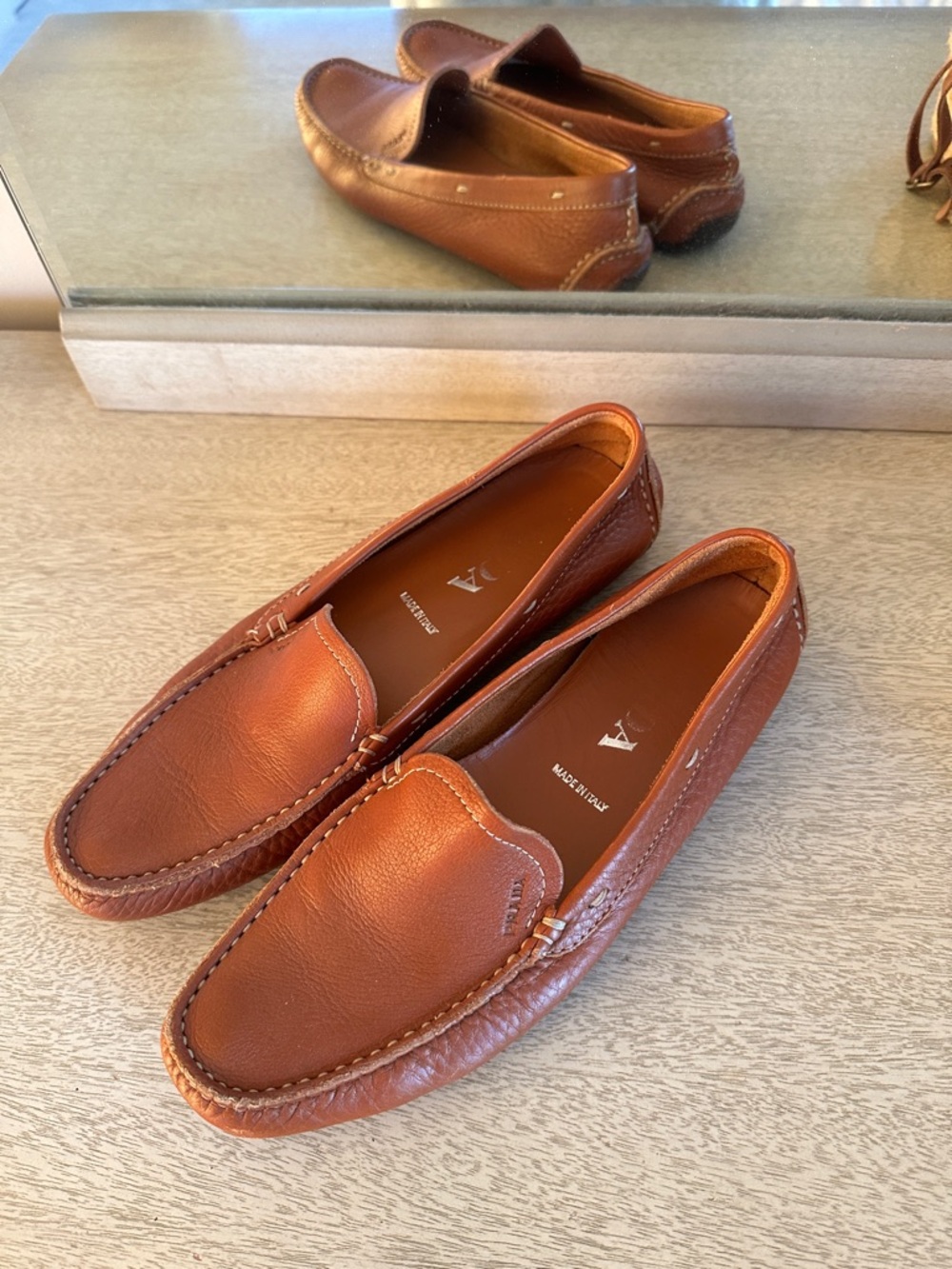 Prada Brown Leather Women's Driving Loafers